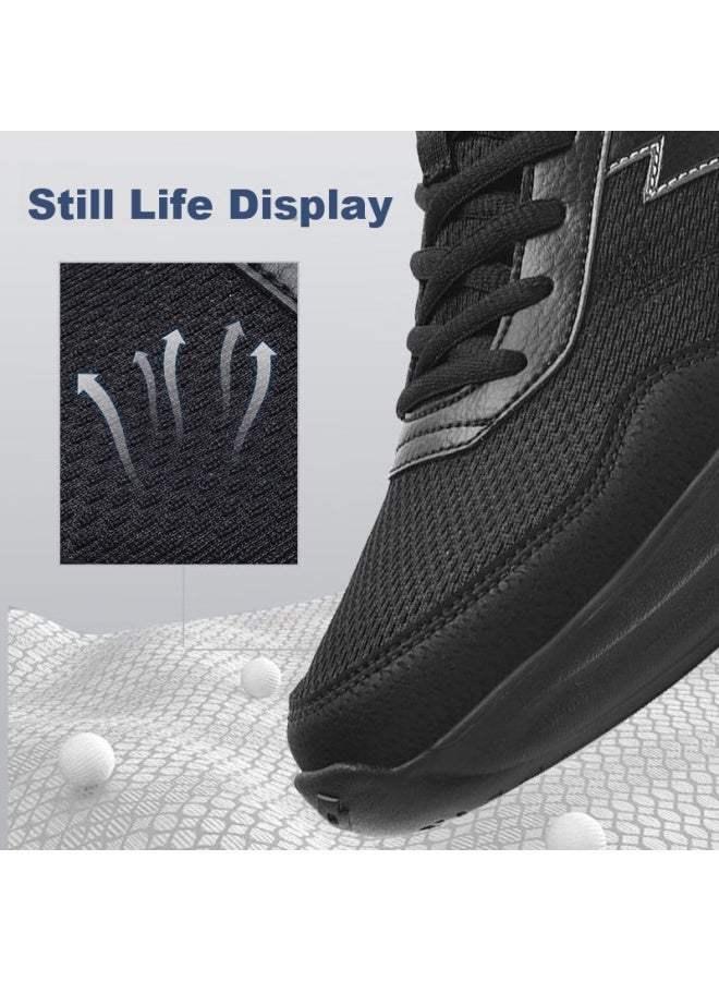 Lotto Men's Running Shoes, Breathable Mesh, Thick Sole, Shock-absorbing, Rebound, Casual Jogging Sneakers, 8837 Black, Size 41 - Image 3