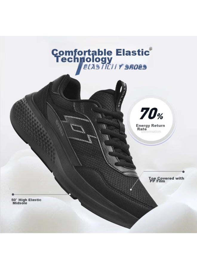 Lotto Men's Running Shoes, Breathable Mesh, Thick Sole, Shock-absorbing, Rebound, Casual Jogging Sneakers, 8837 Black, Size 41 - Image 4