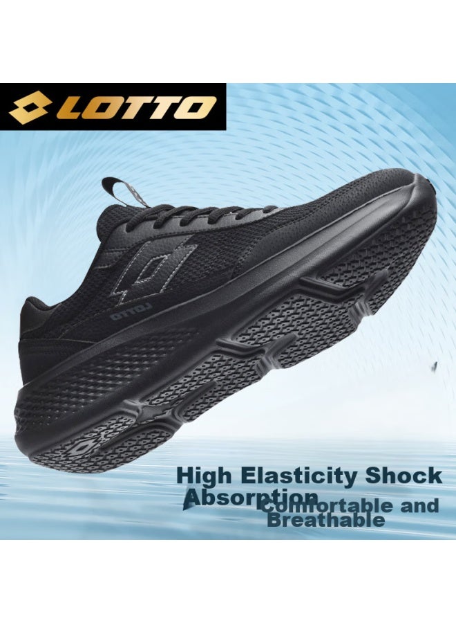 Lotto Men's Running Shoes, Breathable Mesh, Thick Sole, Shock-absorbing, Rebound, Casual Jogging Sneakers, 8837 Black, Size 41 - Image 1