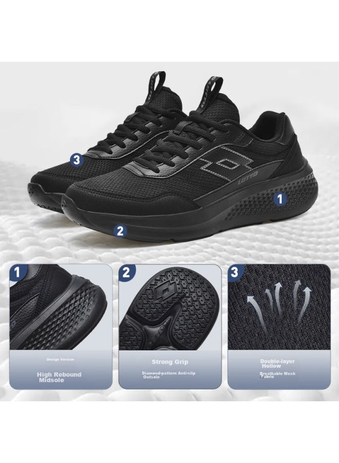 Lotto Men's Running Shoes, Breathable Mesh, Thick Sole, Shock-absorbing, Rebound, Casual Jogging Sneakers, 8837 Black, Size 41 - Image 2