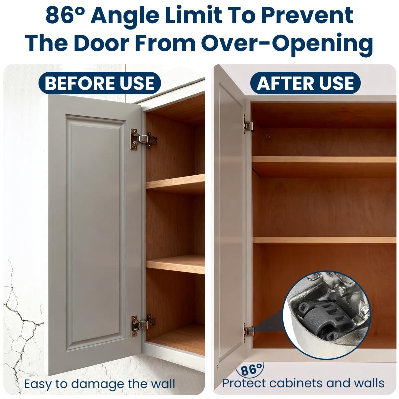 ETZ 86 Degree Angle Restrictor Restriction Clips (50Pack), Hinge Restrictors for Cabinet Doors, Fit for Face Frame Hinges Kitchen Cabinet Door Restraints EH89 - Image 3