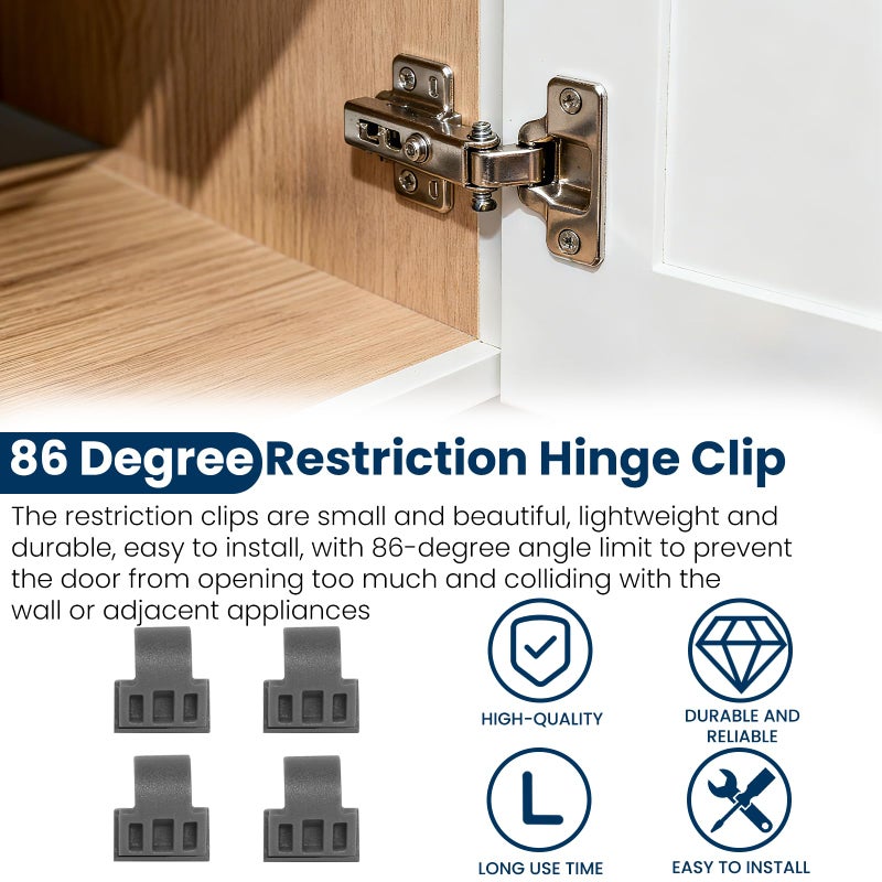 ETZ 86 Degree Angle Restrictor Restriction Clips (50Pack), Hinge Restrictors for Cabinet Doors, Fit for Face Frame Hinges Kitchen Cabinet Door Restraints EH89 - Image 5