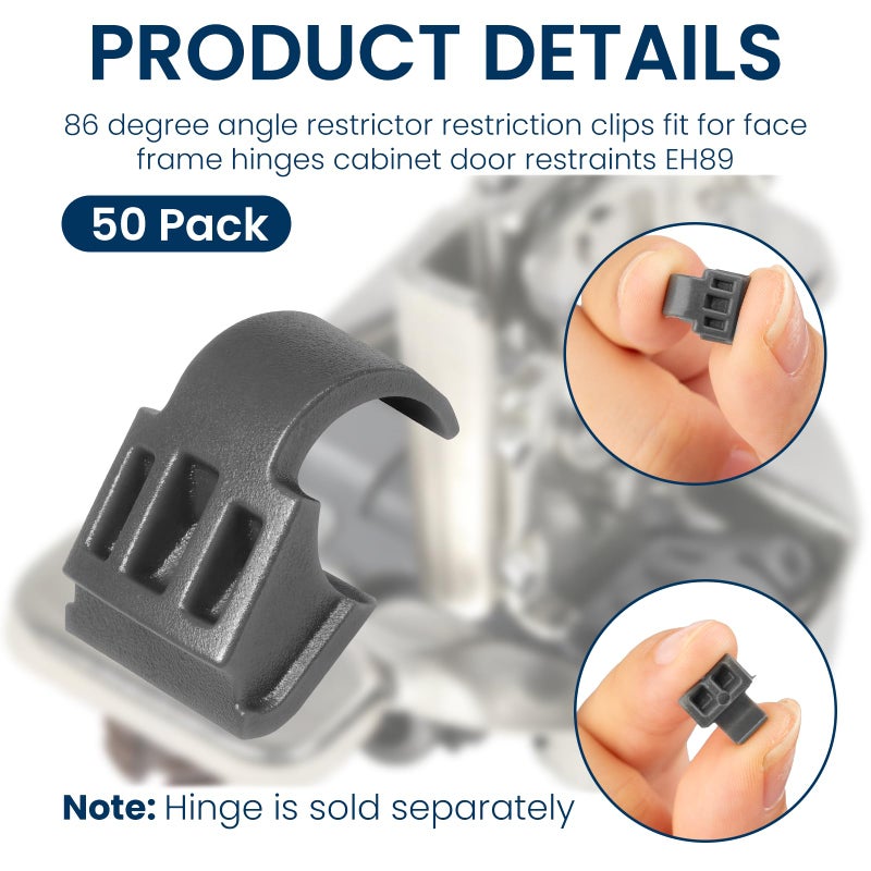ETZ 86 Degree Angle Restrictor Restriction Clips (50Pack), Hinge Restrictors for Cabinet Doors, Fit for Face Frame Hinges Kitchen Cabinet Door Restraints EH89 - Image 2