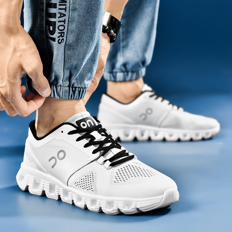 Mens shoes breathable cushioning running shoes mens fashion sports fashion shoes mesh casual shoes white shoes sportShoes White - Image 4