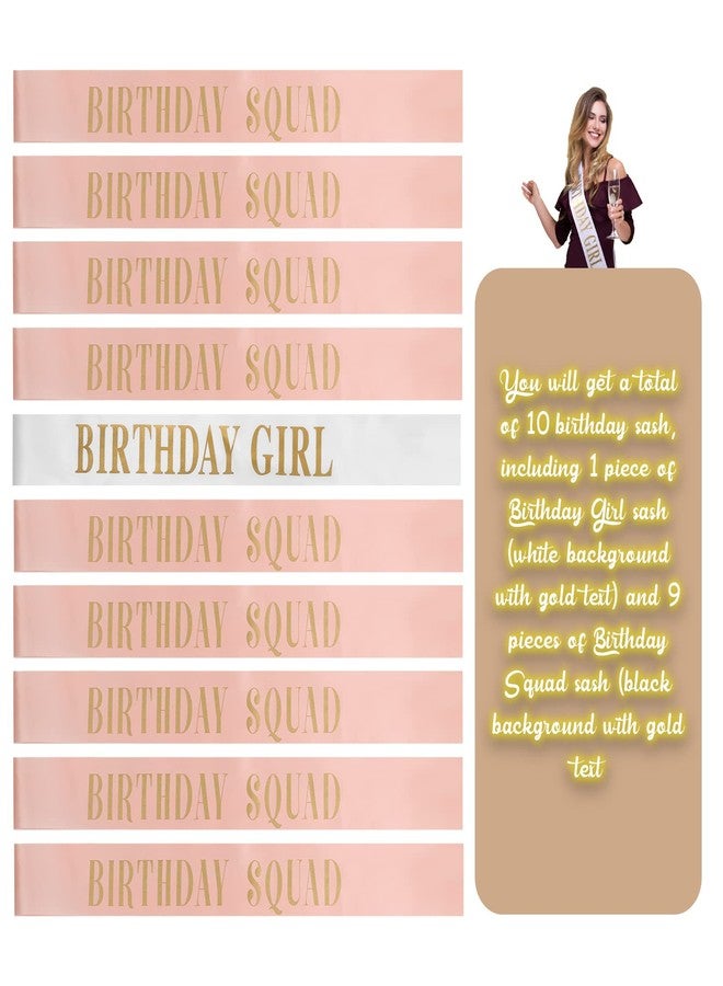 Weewooday 10 Pcs Birthday Squad Sash Set 9 Pink 1 White Birthday Group Sash Funny Party Decorations for Sweet 16 18th 21st 25th 30th 40th 50th or Other Bday - Image 3