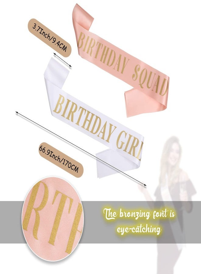Weewooday 10 Pcs Birthday Squad Sash Set 9 Pink 1 White Birthday Group Sash Funny Party Decorations for Sweet 16 18th 21st 25th 30th 40th 50th or Other Bday - Image 2
