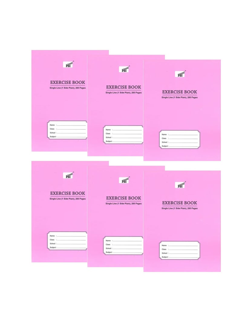 Psi - 6-Piece Single Line Exercise Notebook With One Side Plain 200 Pages - Image 1