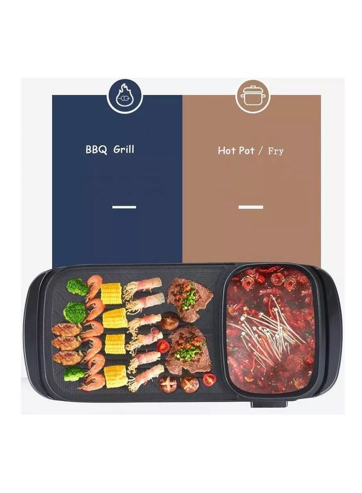 sokany سوكاني 2 في 1 شواية كهربائية وصينية باربكيو مع وعاء ساخن، 1350 واط، أسود - SK-2208 وعاء ساخن (قابس المملكة المتحدة) - Image 4