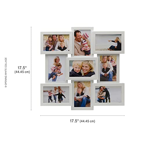 Melannco 18 x 18 Inch 9 Opening Photo Collage Frame, Displays Four 4x6 and Five 6x4 Inch Photos, White - Image 3