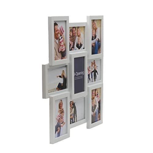 Melannco 18 x 18 Inch 9 Opening Photo Collage Frame, Displays Four 4x6 and Five 6x4 Inch Photos, White - Image 2