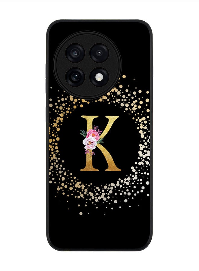 Stylizedd For OnePlus 13R / Ace 5 Pro Case,Slim fit Camera Protection, Shockproof Thin Phone cover  - Custom Monogram Floral - K ( Black )