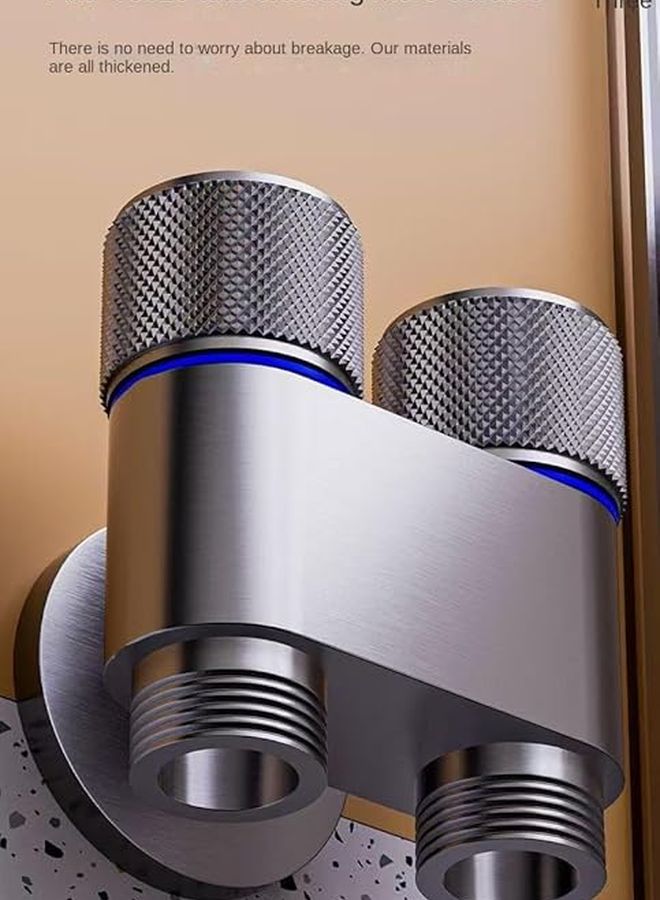 صمام زاوية المرحاض الأسود واحد مدخل اثنان مخرج مضاد للانفجار مانع للتسرب قابل للدوران 360 درجة للاستخدام المزدوج الساخن والبارد - Image 5