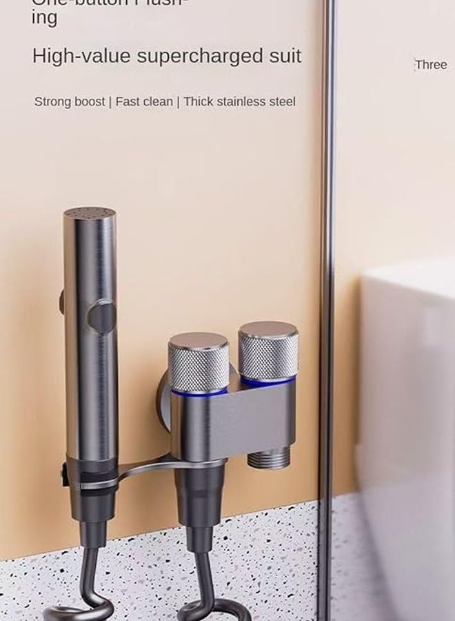 صمام زاوية المرحاض الأسود واحد مدخل اثنان مخرج مضاد للانفجار مانع للتسرب قابل للدوران 360 درجة للاستخدام المزدوج الساخن والبارد - Image 4