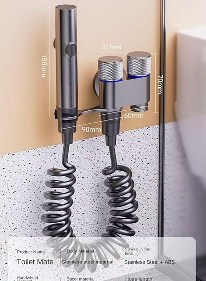 صمام زاوية المرحاض الأسود واحد مدخل اثنان مخرج مضاد للانفجار مانع للتسرب قابل للدوران 360 درجة للاستخدام المزدوج الساخن والبارد - Image 3