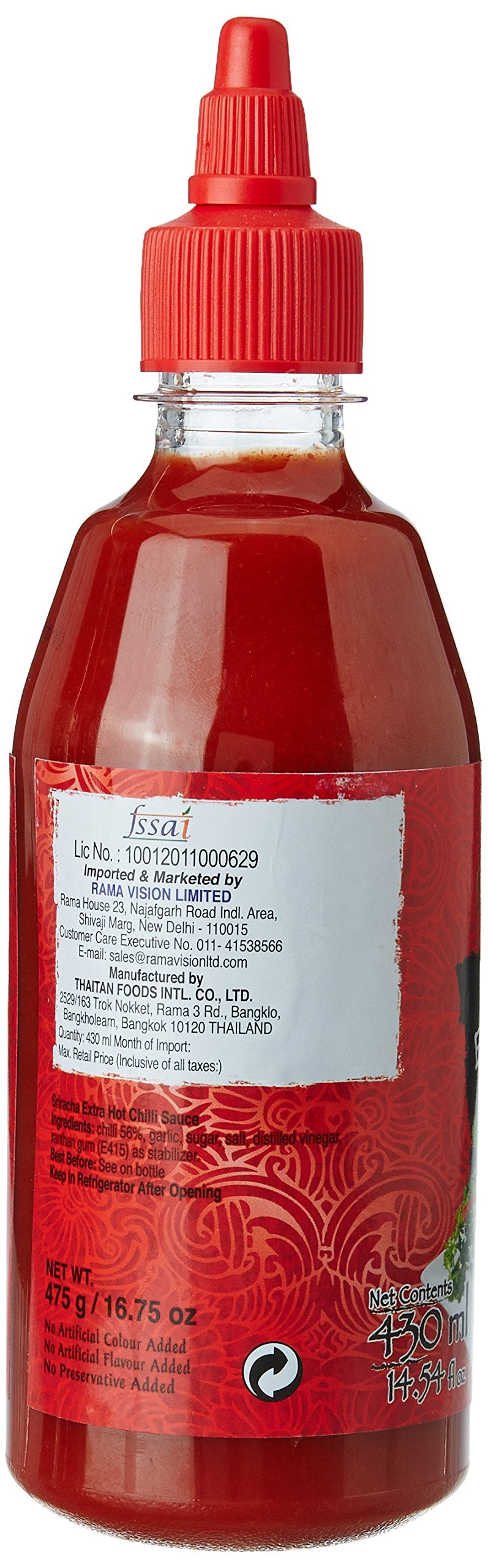 Real THAI Original Thai Cuisine Sriracha Extra Hot Chilli Sauce, 430ml,Red,7259 - Image 3