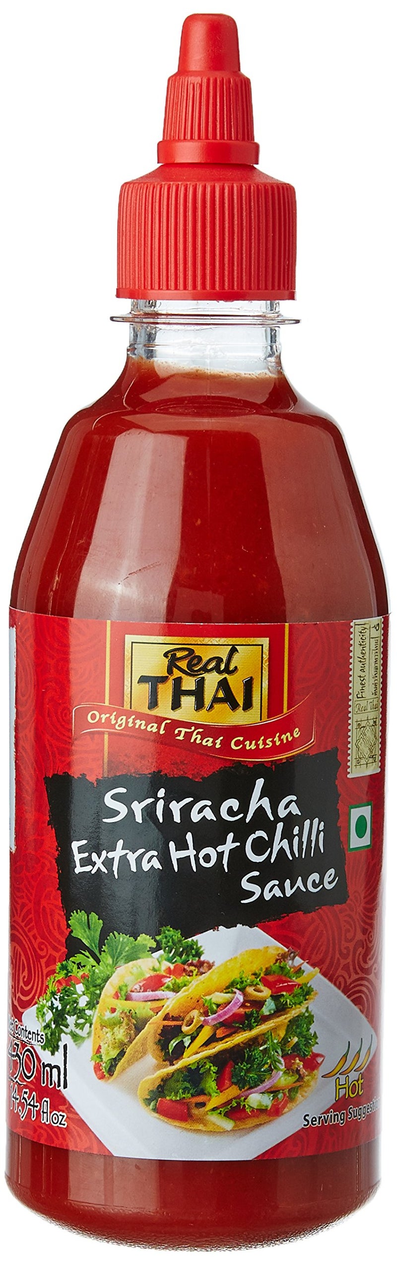 Real THAI Original Thai Cuisine Sriracha Extra Hot Chilli Sauce, 430ml,Red,7259 - Image 1