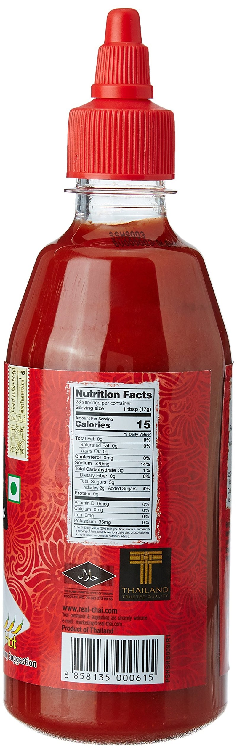 Real THAI Original Thai Cuisine Sriracha Extra Hot Chilli Sauce, 430ml,Red,7259 - Image 2