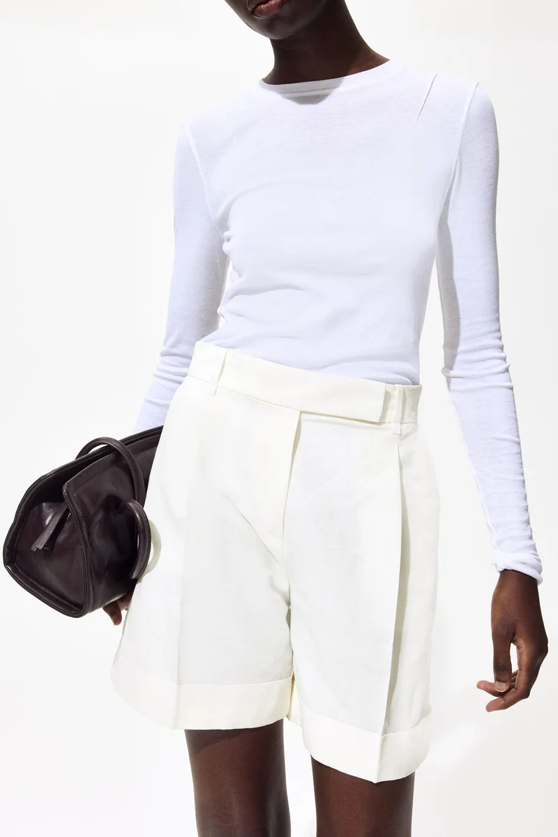 H&M  Tailored linen-blend shorts for Women | Best Price UAE