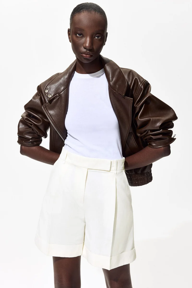 H&M  Tailored linen-blend shorts for Women | Best Price UAE