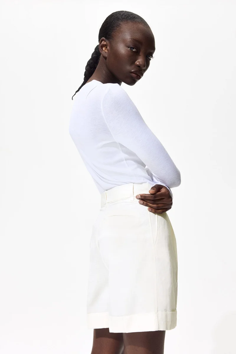 H&M  Tailored linen-blend shorts for Women | Best Price UAE