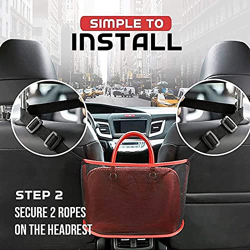KolorFish Car Net Pocket Handbag Holder, Car Mesh Organizer, Car Backseat Organizer, Barrier of Backseat Pet Kids (Red without Pocket) - Image 4