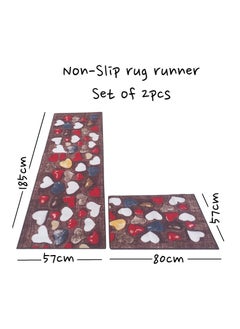 Mac Carpet Lightweight Non-Slip Rug Runner, Set of 2Pcs (57*185cm and 57*80cm) brown  - Image 2