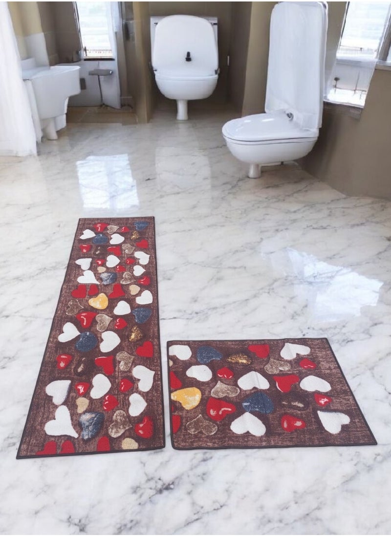 شركة موكيت ماك طقم رانر موكيت خفيف الوزن غير قابل للانزلاق، لون بنى، مقاس 57*185سم و 57*80سم  - Image 5