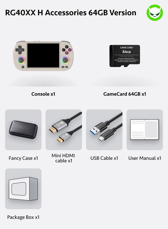 أنبيرنيك وحدة تحكم ألعاب محمولة Anbernic RG40XX H 4.0 IPS شاشة -Linux 64-bit-H700 رباعية النواة ARM Cortex-A53 تردد 1.5 جيجا هرتز - كور 3200 مللي أمبير في الساعة 5 جيجا واي فاي مخرج HDMI بلوتوث 【محاكيات رمادية 64G أكثر من 5000 لعبة مثبتة مسبقًا 】 - Image 2