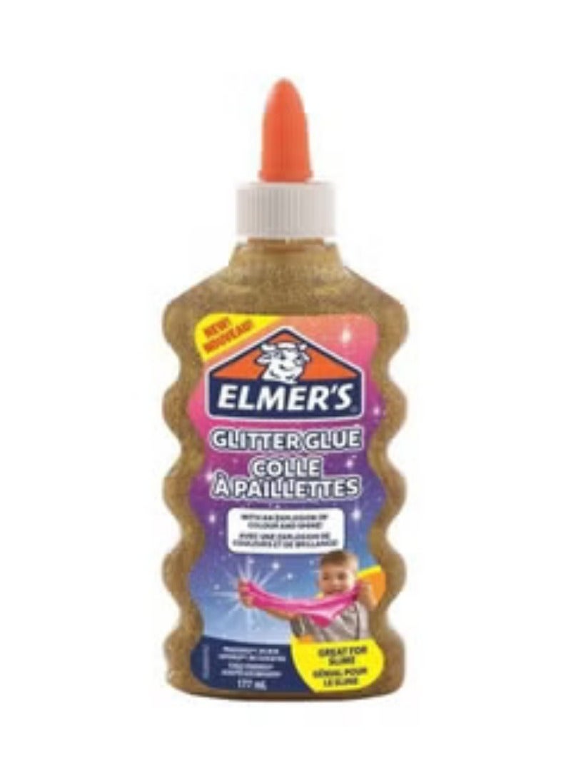 Elmer's PVA Glitter Glue | Gold | 177 mL | Washable & Kid Friendly | Great for Making Slime & Crafting