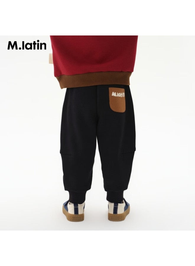 M.latin Children's Pants, Winter New Style Boys' Knitted Trousers, Black, 90cm - Image 1
