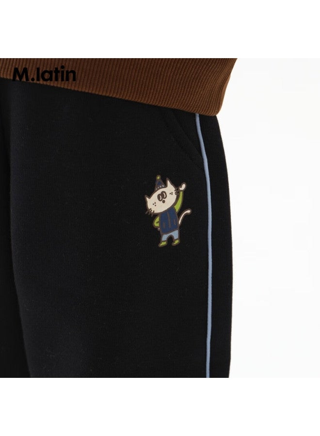 M.latin Children's Pants, Winter New Style Boys' Knitted Trousers, Black, 90cm - Image 2