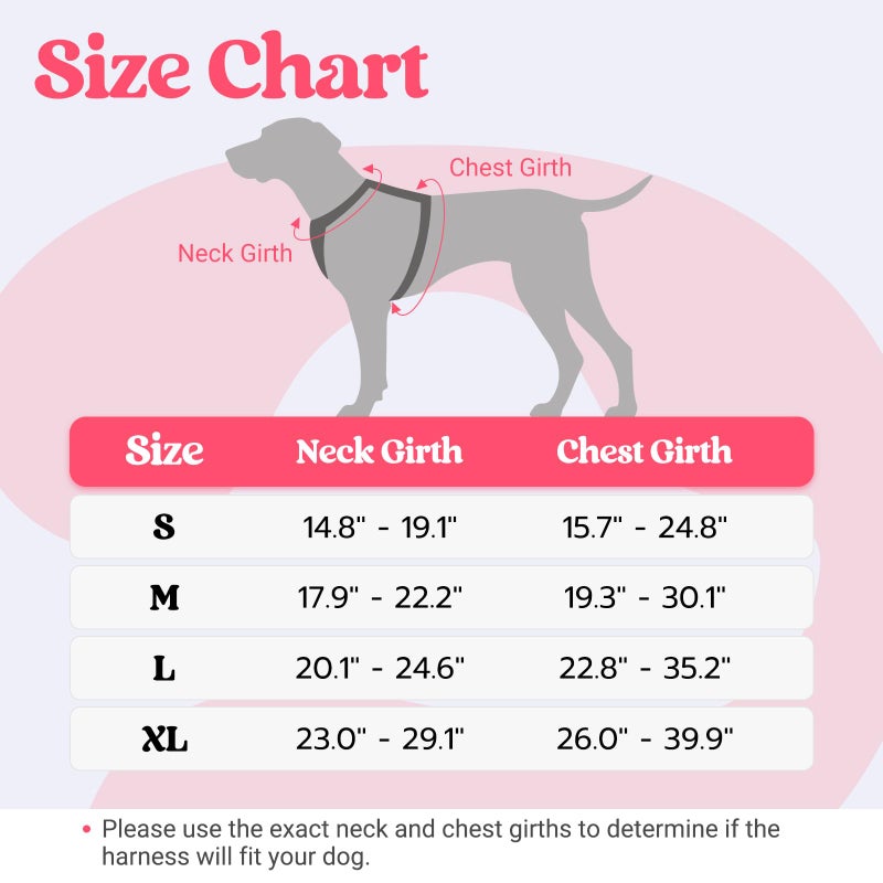 rabbitgoo Dog Harness Medium Sized, No Pull Pet Harness with Soft Padded Handle, Adjustable Reflective Vest with 3 Buckles, Easy Walking Harness with 2 Leash Clips, Pink, M - Image 2