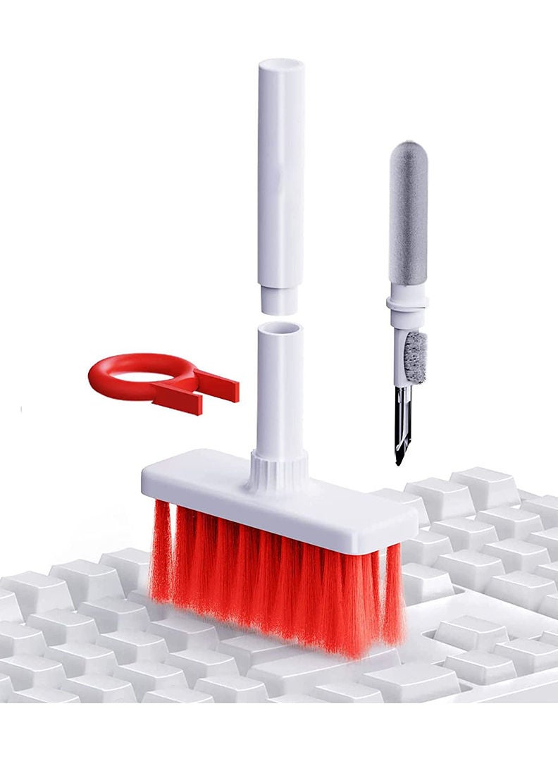 Theodor Cleaning Soft Brush Keyboard Cleaner 5-in-1 Multi-Function Computer Cleaning Tools Kit Keycap Puller Remover Multi Brush for PC Laptop Camera Lens (Red) - Image 1