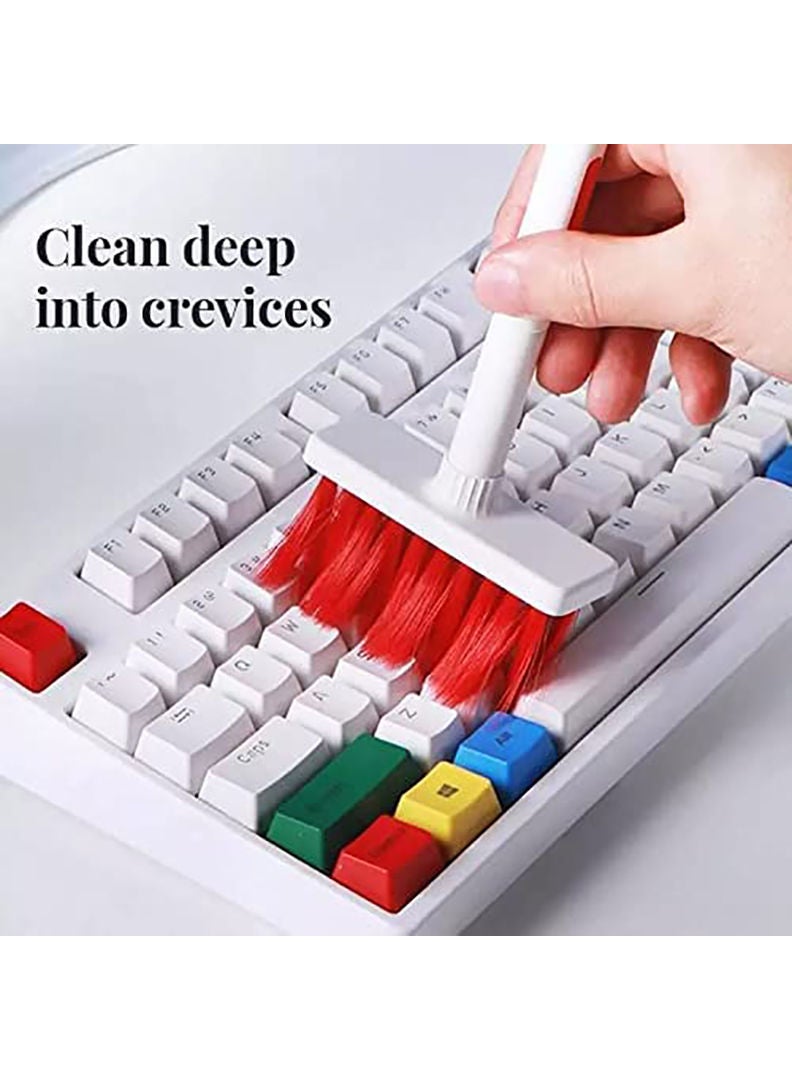Theodor Cleaning Soft Brush Keyboard Cleaner 5-in-1 Multi-Function Computer Cleaning Tools Kit Keycap Puller Remover Multi Brush for PC Laptop Camera Lens (Red) - Image 4