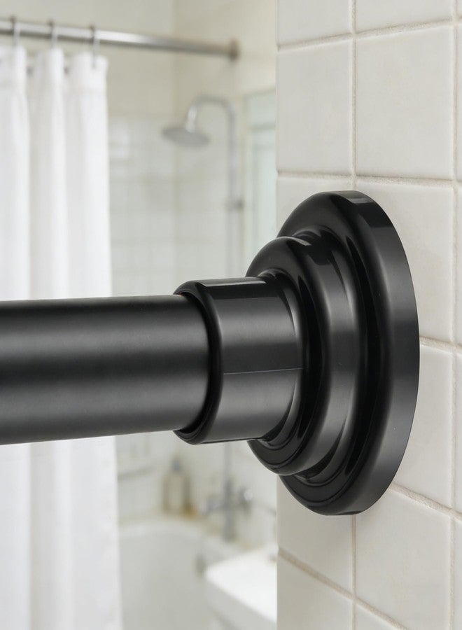 Widyana Shower Curtain Rod 1" Diameter 17-89inch Heavy Duty Shower Rod Spring Adjustable Tension Curtain Rod Non-Threaded No Drill Stainless Steel Non Slip for Bathroom Window Closet Outdoor Black - Image 1
