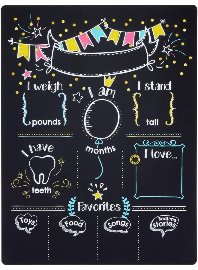 BLUE PANDA Baby Milestone Chalkboard – Monthly Age Tracking Growth Sign for Boys and Girls, First Birthday Board (11.6 x 15.6 in) - Birthday Chalkboard Sign - Image 1