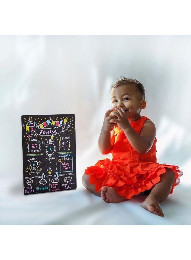 BLUE PANDA Baby Milestone Chalkboard – Monthly Age Tracking Growth Sign for Boys and Girls, First Birthday Board (11.6 x 15.6 in) - Birthday Chalkboard Sign - Image 3