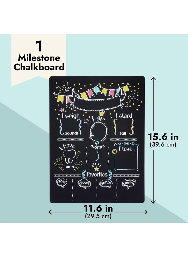 BLUE PANDA Baby Milestone Chalkboard – Monthly Age Tracking Growth Sign for Boys and Girls, First Birthday Board (11.6 x 15.6 in) - Birthday Chalkboard Sign - Image 5