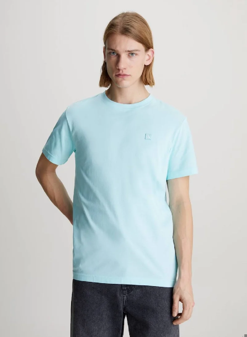 CALVIN KLEIN Men's Ck Embroidered Badge T-shirt - Cotton, Blue