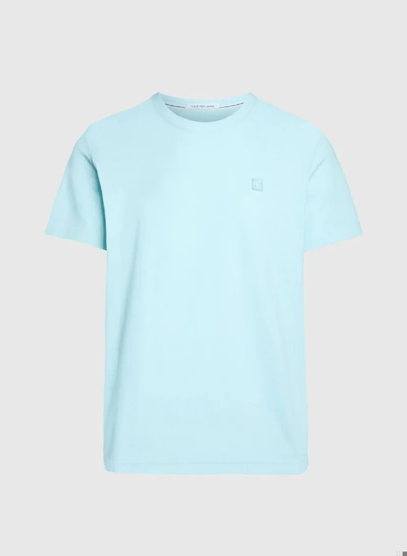 CALVIN KLEIN Men's Ck Embroidered Badge T-shirt - Cotton, Blue