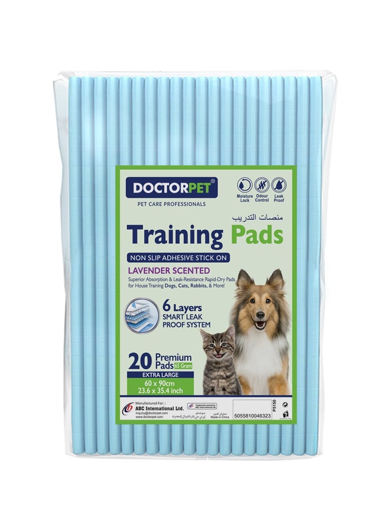 DOCTERPET Doctor Pet Training Pads Lavender 20's (60x90cm) – Extra Large Rapid-Dry Leak-Proof Pads,Scented, 6 Layers Quilted, Superior Absorption, Odor Control, Pet Training for Dogs, Cats, Rabbits 65g - Image 1