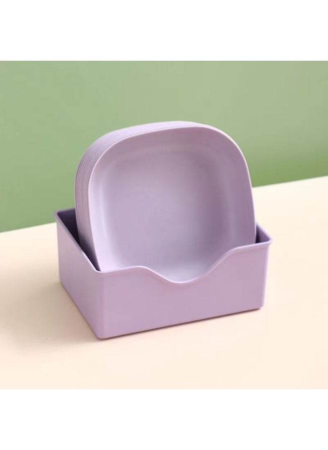NIBEMINENT Creative Fruit Snack Tray with Wood Grain Design Nordic Purple [Large Deep Square] 
