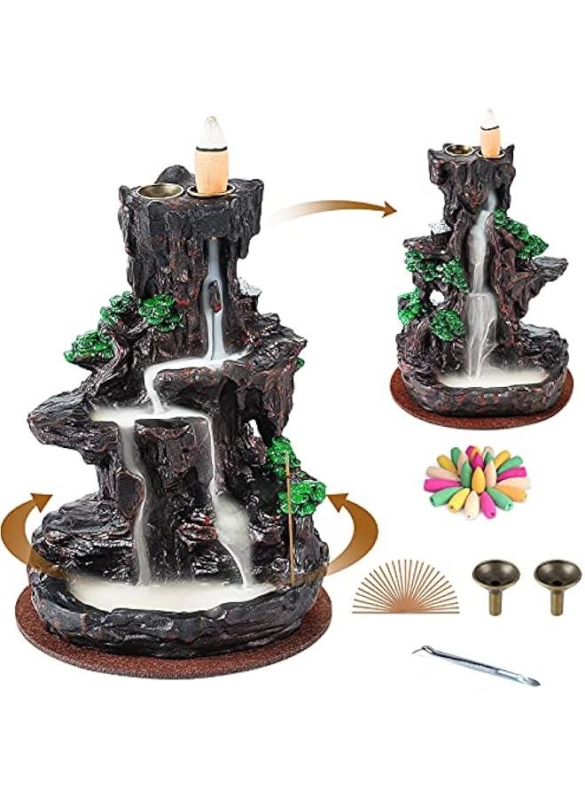 Arabest Incense Burner, Backflow Incense Holder 2 Sides Waterfall Incense Burnier with 120 Backflow Incense Cones, 30 Incense Sticks, Aromatcherapy Ornamen for Home - Image 1