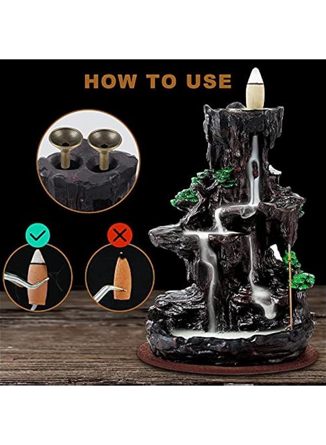 Arabest Incense Burner, Backflow Incense Holder 2 Sides Waterfall Incense Burnier with 120 Backflow Incense Cones, 30 Incense Sticks, Aromatcherapy Ornamen for Home - Image 3