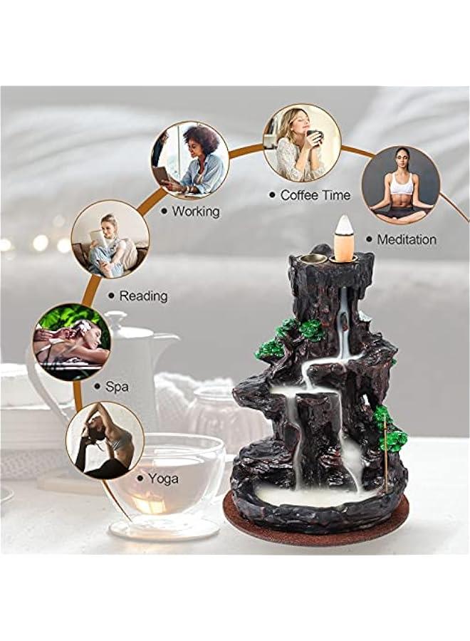 Arabest Incense Burner, Backflow Incense Holder 2 Sides Waterfall Incense Burnier with 120 Backflow Incense Cones, 30 Incense Sticks, Aromatcherapy Ornamen for Home - Image 5