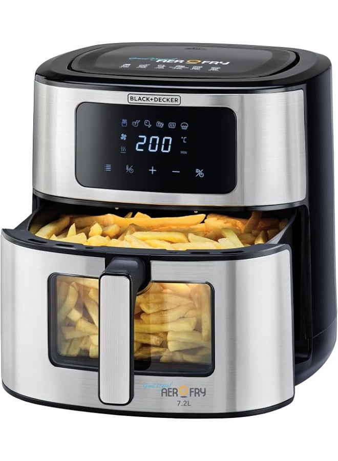 بلاك اند ديكر Digital Air Fryer, 7.2L, Stainless Steel, Rapid Air Technology with 6 Preset Programs 7.2 L 1500 W AF7200-B5 Grey and Black - Image 4