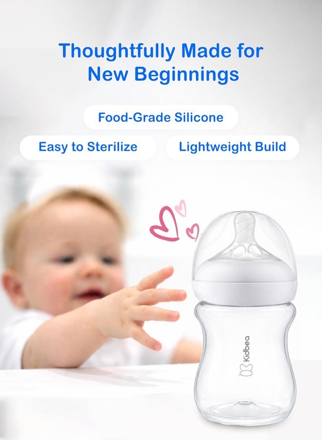 Kidbea Baby Plastic Feeding Bottle 150ml for Newborn 0+ Months, BPA Free Wide Neck with Natural Silicone Nipple, Anti Colic, Leak Proof, Milk Feeder (Pack of 2) - Image 2