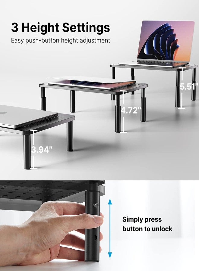 HUANUO Monitor Stand, Monitor Stand Riser 3 Height Adjustable, Monitor Riser with Airflow Vents, Laptop Stand for Desk, Laptop Riser, Desk Organizer for Monitor, 15.6" Laptop, PC, Printer - Image 3