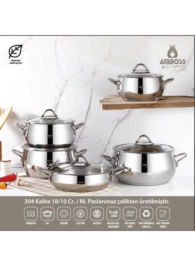 AMBOSS Premium Turkish Stainless Steel Cookware Set – 10 Pieces Combining Elegance, Strength, and Performance - Image 1