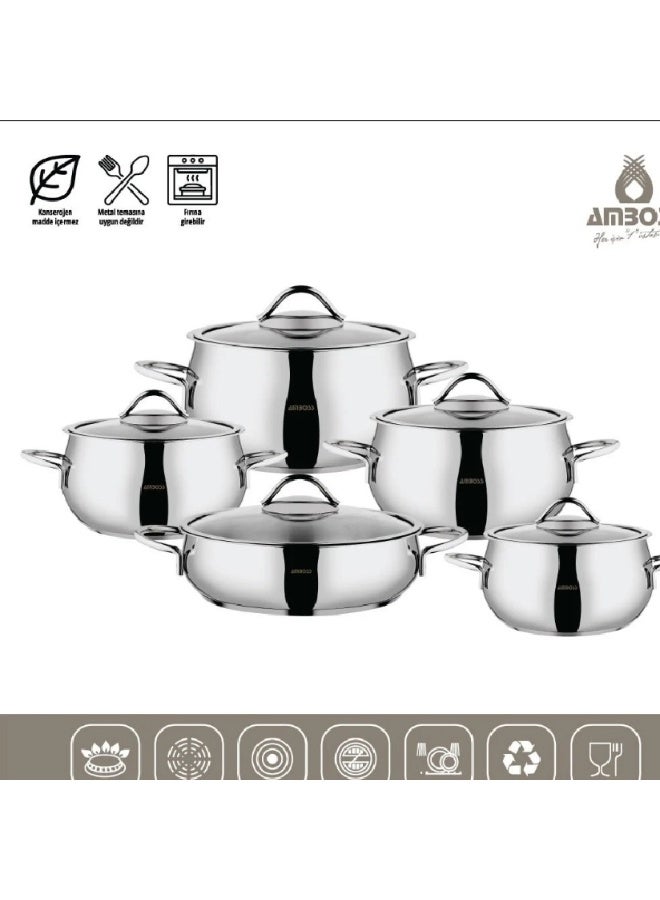 AMBOSS Premium Turkish Stainless Steel Cookware Set – 10 Pieces Combining Elegance, Strength, and Performance - Image 2